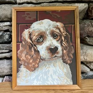 VTG Dog Paint by Numbers 1950s Puppy Mid-century Modern MCM Painting Boho